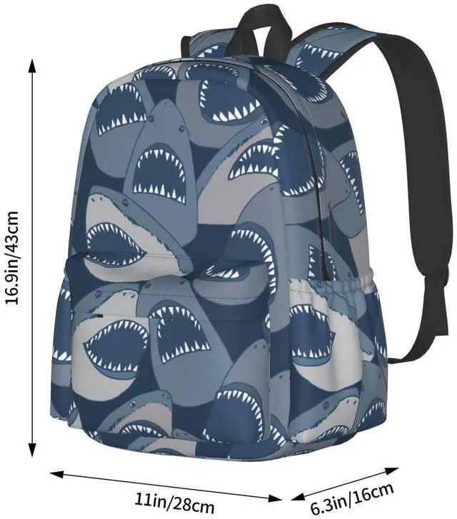 Alt view image 4 of 5 - Jbofyee Angry Sharks Sea Animal Laptop Backpack For Men Women, Lightweight Daypack Bookbag For Daily Commutes Business Travel Hiking