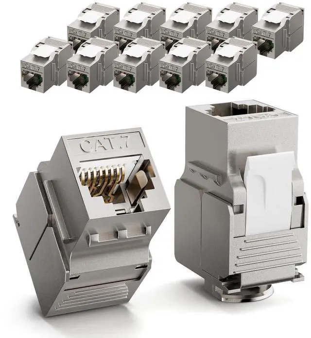 Main image of LEENUE 12 Pack RJ45 Keystone Jack Cat7, Gold-pated Keystone Modul for CAT7 CAT6A CAT6 Network Cable PoE, RJ45 Connector, Ethernet Patch Network Cable, Ethernet Socket and Patch Panel, 10 Gbps/600MHz