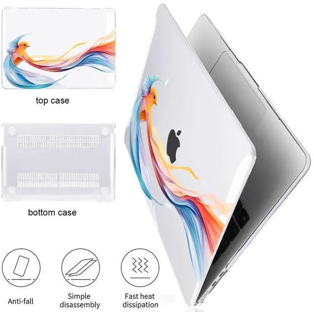 Alt view image 4 of 5 - LCMOCICO Case Compatible with MacBook Air 13.6 inch 2025 2024 2023 2022 Release Model M2 A2681 M3 A3113 M4 A3240 Cover, Pattern Plastic Hard Shell for Mac Air 13.6" M4 2025 Touch ID, Ribbon Bird