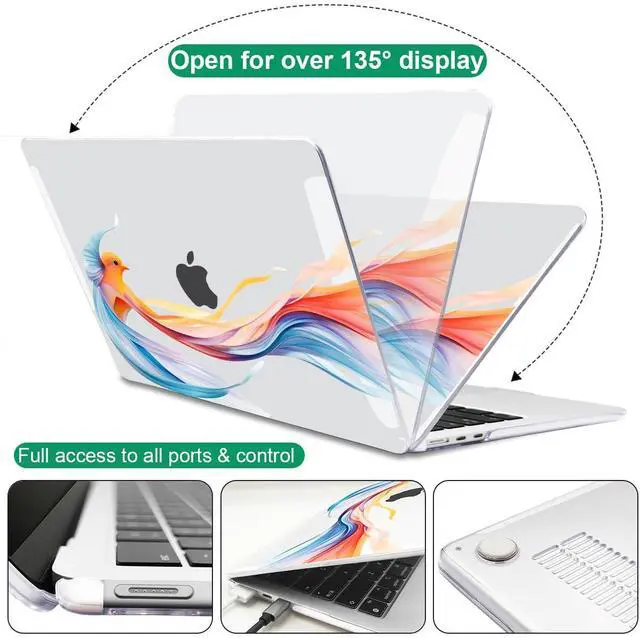Alt view image 5 of 5 - LCMOCICO Case Compatible with MacBook Air 13.6 inch 2025 2024 2023 2022 Release Model M2 A2681 M3 A3113 M4 A3240 Cover, Pattern Plastic Hard Shell for Mac Air 13.6" M4 2025 Touch ID, Ribbon Bird
