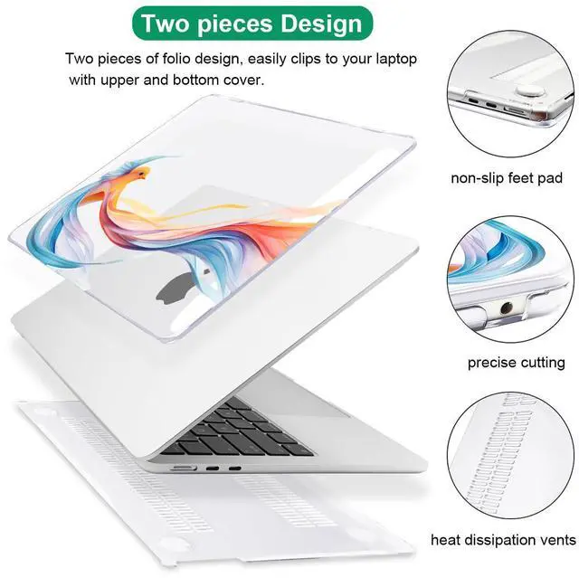 Alt view image 3 of 5 - LCMOCICO Case Compatible with MacBook Air 13.6 inch 2025 2024 2023 2022 Release Model M2 A2681 M3 A3113 M4 A3240 Cover, Pattern Plastic Hard Shell for Mac Air 13.6" M4 2025 Touch ID, Ribbon Bird