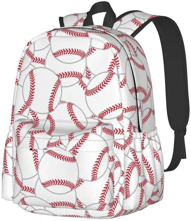 Main image of Jbofyee Baseball Texture Laptop Backpack For Men Women, Lightweight Daypack Bookbag For Daily Commutes Business Travel Hiking