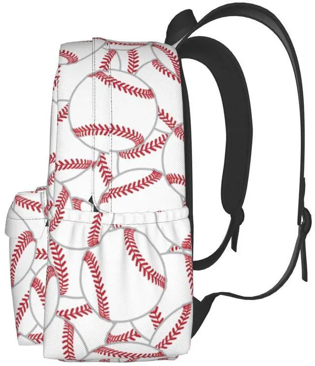 Alt view image 3 of 5 - Jbofyee Baseball Texture Laptop Backpack For Men Women, Lightweight Daypack Bookbag For Daily Commutes Business Travel Hiking