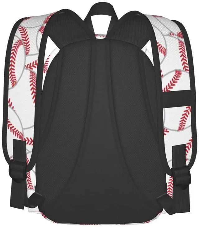 Alt view image 4 of 5 - Jbofyee Baseball Texture Laptop Backpack For Men Women, Lightweight Daypack Bookbag For Daily Commutes Business Travel Hiking