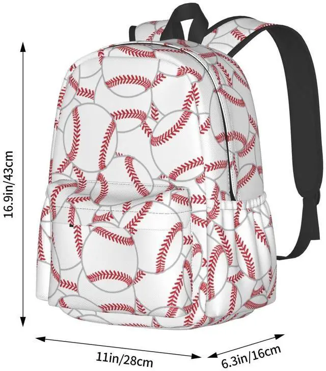 Alt view image 2 of 5 - Jbofyee Baseball Texture Laptop Backpack For Men Women, Lightweight Daypack Bookbag For Daily Commutes Business Travel Hiking