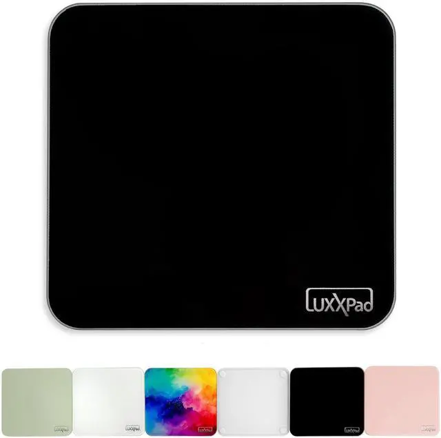 Main image of Glassboard Studio LuxxPad Glass Mouse Pad - Mouse Pad Gaming and Dry Erase Note Taking Pad, Tempered Strong Glass with Rubber Non-Slip Feet for Gaming & Work (Black, 7.5" x 8")