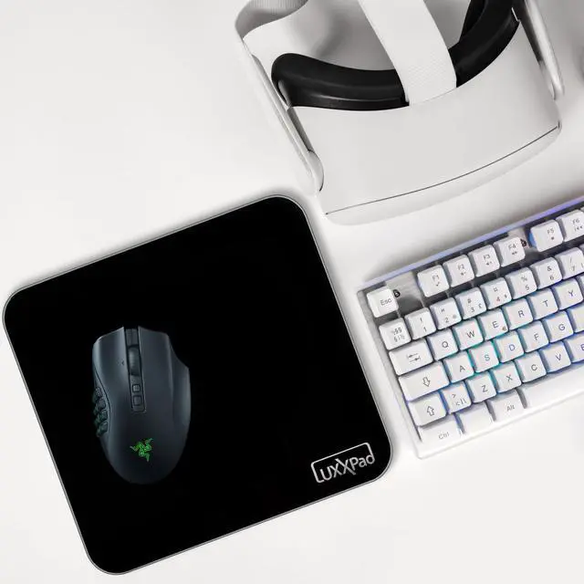 Alt view image 2 of 5 - Glassboard Studio LuxxPad Glass Mouse Pad - Mouse Pad Gaming and Dry Erase Note Taking Pad, Tempered Strong Glass with Rubber Non-Slip Feet for Gaming & Work (Black, 7.5" x 8")
