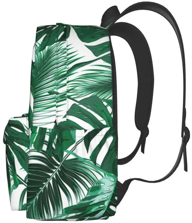 Alt view image 2 of 5 - Jbofyee Palm Leaves Laptop Backpack For Men Women, Jungle Floral Pattern Lightweight Daypack Bookbag For Daily Commutes Business Travel Hiking