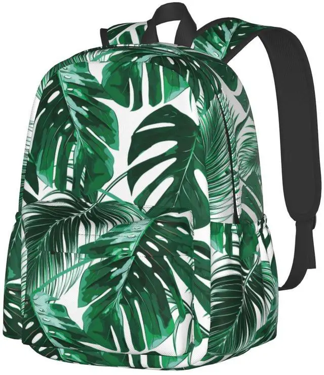 Main image of Jbofyee Palm Leaves Laptop Backpack For Men Women, Jungle Floral Pattern Lightweight Daypack Bookbag For Daily Commutes Business Travel Hiking