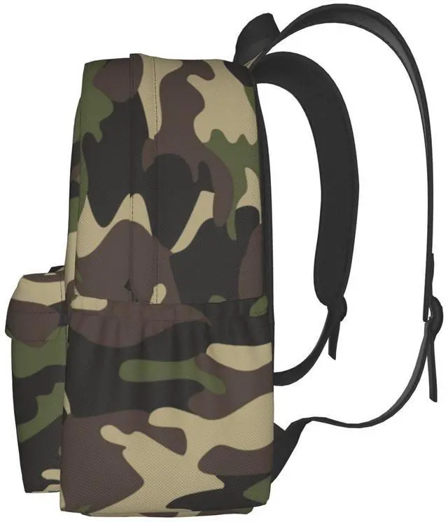 Alt view image 3 of 5 - Jbofyee Camouflage Pattern Laptop Backpack For Men Women, Green Camo Lightweight Daypack Bookbag For Daily Commutes Business Travel Hiking