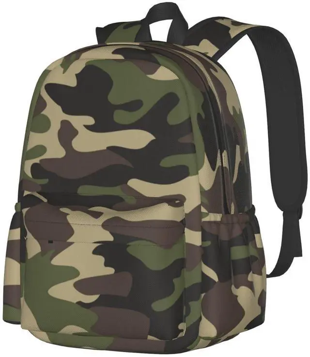 Main image of Jbofyee Camouflage Pattern Laptop Backpack For Men Women, Green Camo Lightweight Daypack Bookbag For Daily Commutes Business Travel Hiking