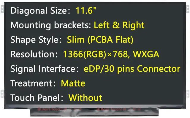 Main image of JHK JIEHONGKE New Screen 11.6" eDP 30 pins Connector 1366x768 WXGA (Non-Touch) Replacement for Samsung ChromeBook 2/3/4 XE310XBA XE500C12 XE500C13 XE501C13, B116XTN02.3 LED Display