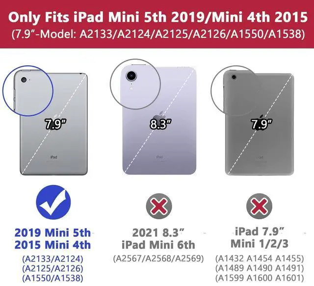 Alt view image 2 of 5 - Grifobes for iPad Mini 5 Case 2019, for iPad Mini 4 Case 2015 for Kids, Heavy Duty Shockproof Rugged Case Cover with Stand, Protective Case for iPad Mini 5th/4th Generation 7.9 inch (Red+Black)