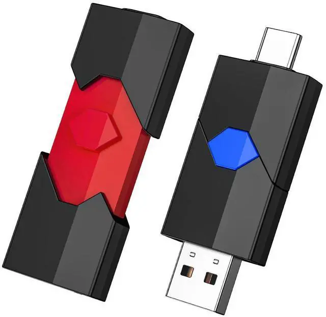 Main image of JUANWE 2Pack 128GB USB C Flash Drive Type C + USB A Thumb Drive Retractable Dual Flash Drive 128GB Type C Memory Stick 2 in 1 Jump Drive for iPhone 15, iPad, Android Phones, Tablet, Laptop, Computers