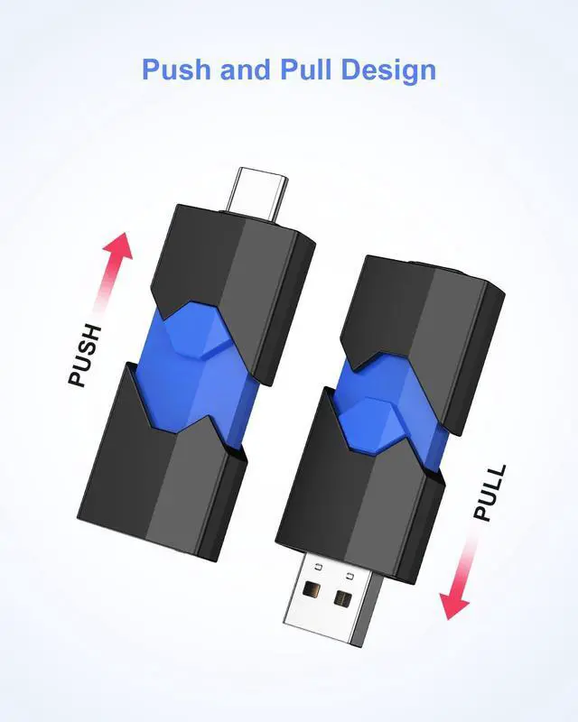 Alt view image 3 of 5 - JUANWE 2Pack 128GB USB C Flash Drive Type C + USB A Thumb Drive Retractable Dual Flash Drive 128GB Type C Memory Stick 2 in 1 Jump Drive for iPhone 15, iPad, Android Phones, Tablet, Laptop, Computers