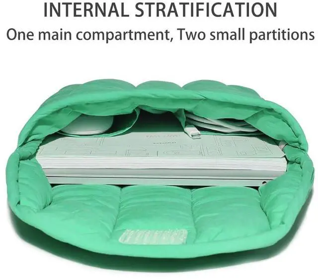 Alt view image 3 of 5 - Puffy Laptop Sleeve 15-16 Inch Light Green, Protective Carrying Case for Men and Women, Cute Case Bag Compatible with 15 Inch and 16 Inch Laptops, for MacBook Air M2 M1, Asus/Dell Xps/Lenovo in Cover