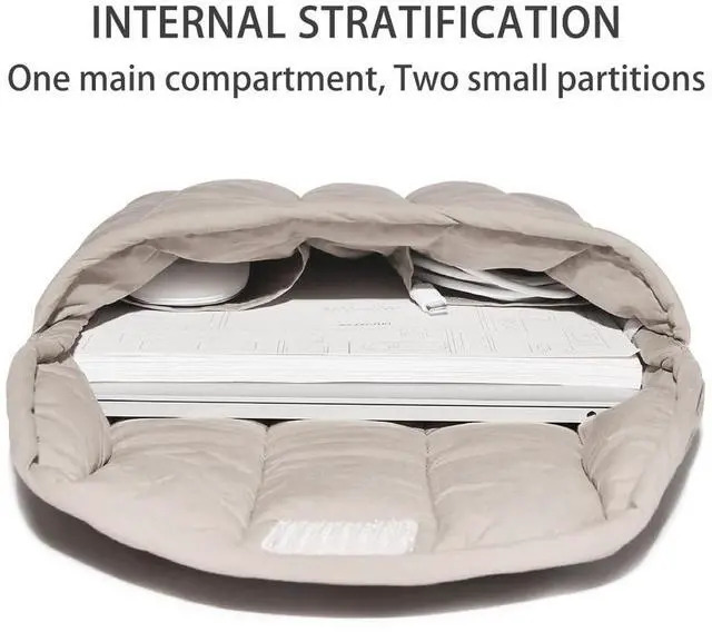 Alt view image 2 of 5 - Puffy Laptop Sleeve 15-16 Inch Grey, Protective Carrying Case for Men and Women, Cute Case Bag Compatible with 15 Inch and 16 Inch Laptops, for MacBook Air M2 M1, Asus/Dell Xps/Lenovo in Cover