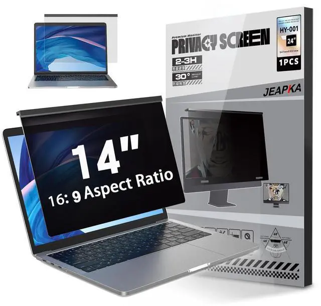 Main image of Laptop Privacy Screen 14 Inch Hanging, Removable Screen Shield Panel for 16:9 Widescreen Monitor, Anti Blue Light Filter, Anti-Glare Protector
