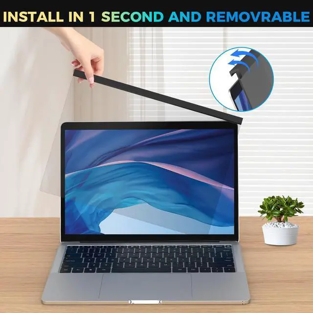 Alt view image 2 of 5 - Laptop Privacy Screen 14 Inch Hanging, Removable Screen Shield Panel for 16:9 Widescreen Monitor, Anti Blue Light Filter, Anti-Glare Protector