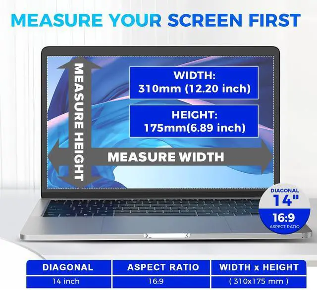 Alt view image 4 of 5 - Laptop Privacy Screen 14 Inch Hanging, Removable Screen Shield Panel for 16:9 Widescreen Monitor, Anti Blue Light Filter, Anti-Glare Protector