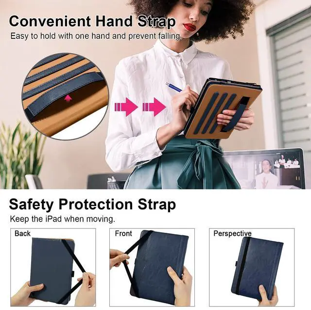 Alt view image 4 of 5 - Grifobes Case 8/8 Plus [Only for 2024/2022/2020 Released 14th/12th/10th Generation], Premium PU Leather Folio Stand Smart Auto Wake/Sleep Cover with Built-in Stylus Holder/Pocket, Blue