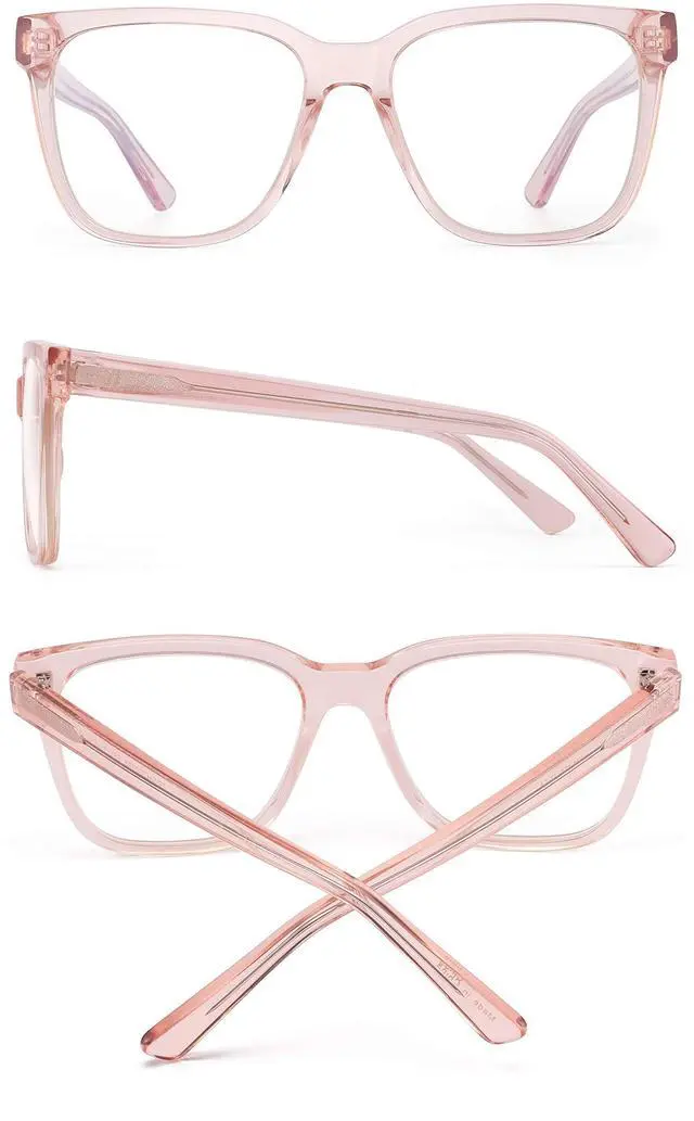 Alt view image 3 of 5 - JIM HALO Blue Light Blocking Glasses for Women Men Oversized Square Computer Glasses Acetate Frame Pink
