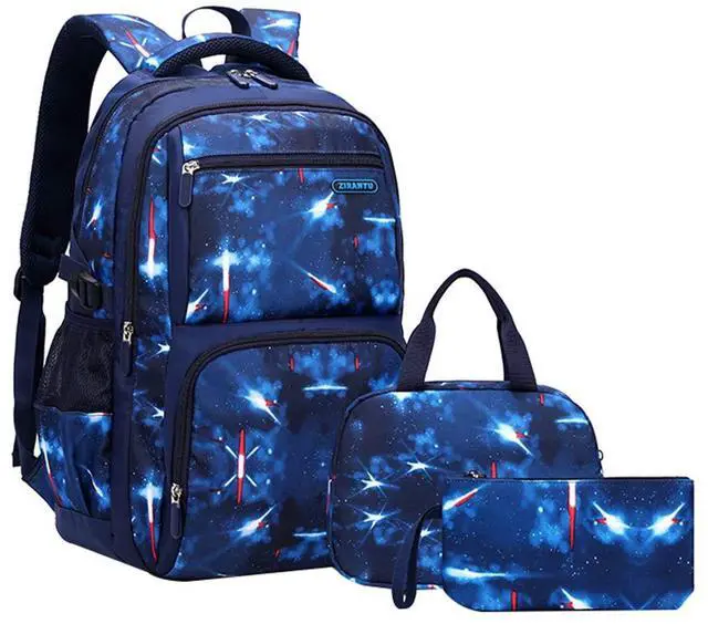 Main image of JiaYou Space Pattern Galaxy Backpack Boys Primary Junior Middle School Daypack Men High Middle School Laptop Bag(Space-Blue,3Pcs Backpack Set)