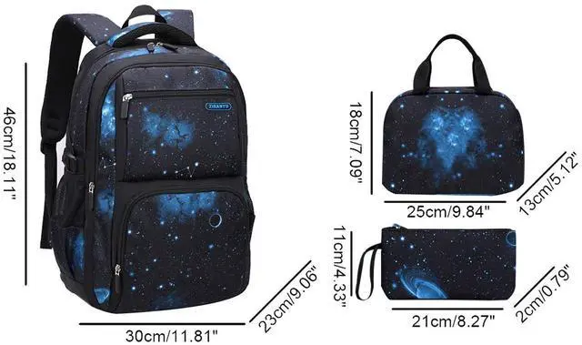 Alt view image 2 of 5 - JiaYou Space Pattern Galaxy Backpack Boys Primary Junior Middle School Daypack Men High Middle School Laptop Bag(Star-Dark Blue,3Pcs Backpack Set)