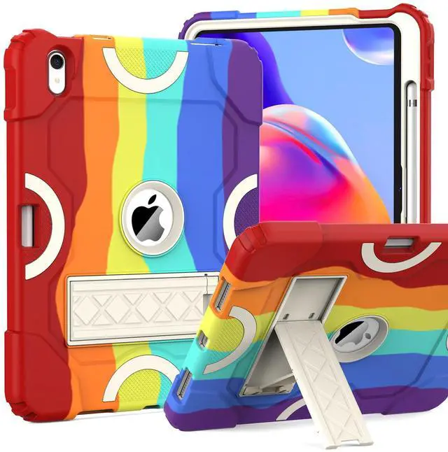 Main image of Grifobes for iPad 11-inch (A16) 2025 / 10th Generation Case 10.9 inch 2022, iPad 11th / 10th Case with Pencil Holder Heavy Duty Rugged Protective Cover with Kickstand for Girls Kids Rainbow