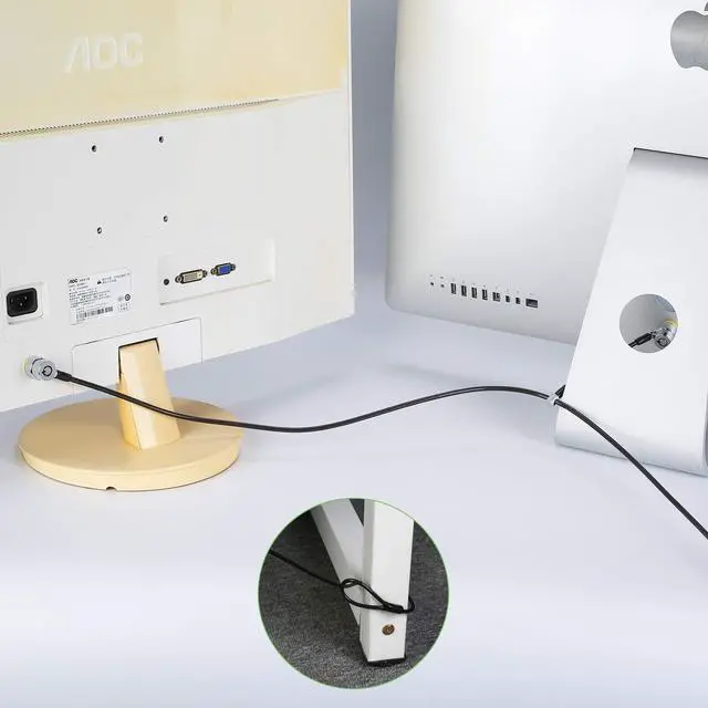 Alt view image 4 of 5 - LORADAR Daul Head Twin Cable Lock Lock for Laptops,Monitor 3 Keys 6.7Foot Lock Two Devices at The Same Time