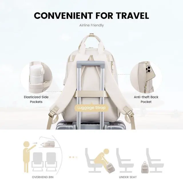 Alt view image 4 of 5 - LOVEVOOK Laptop Backpack Purse for Women, 15.6 Inch Travel Laptop Bag with USB Port, Waterproof Work Teacher Nurse Computer Backpack, Durable Casual Daypack