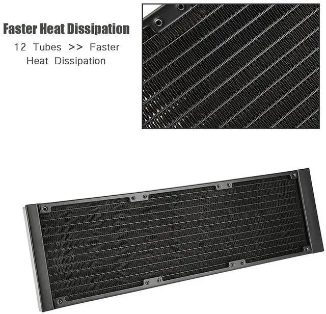 Alt view image 3 of 5 - Joyzan Computer Heat Exchanger, 12 Tubes Cooler Pipe Water Cooling Radiator Aluminium G1/4 Thread Separator Tubing Watercooling CPU PC Sink Liquid Triple Fan Mounts Hardware Labs Kit Cool System 360mm
