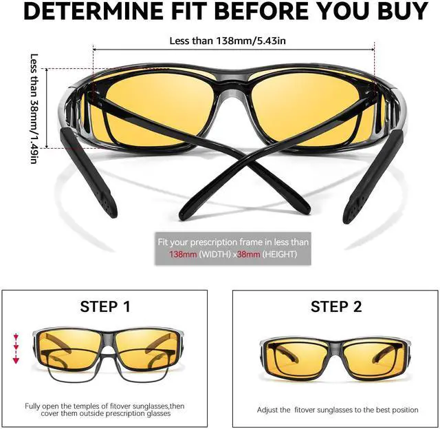 Alt view image 4 of 5 - LVIOE Wraparound Oversized Blue Light Blocking Glasses Square TR90 Big Large Huge Trendy Fit Over Glasses Men Women LB0311Y