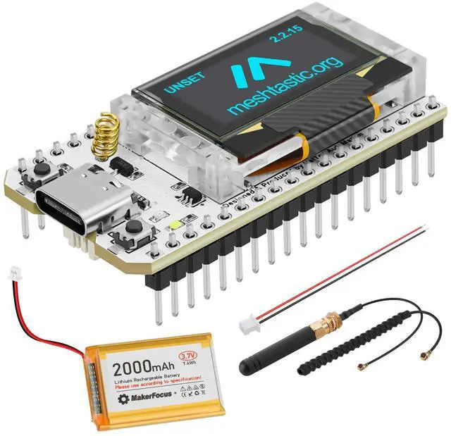 Main image of MakerFocus ESP32 LoRa V3 Development Board with 2000mAh Battery and 915MHz Antenna, Integrated WiFi Bluetooth SX1262 CP2102 0.96-inch OLED Display Type C for Meshtastic IoT Arduino Intelligent Scene