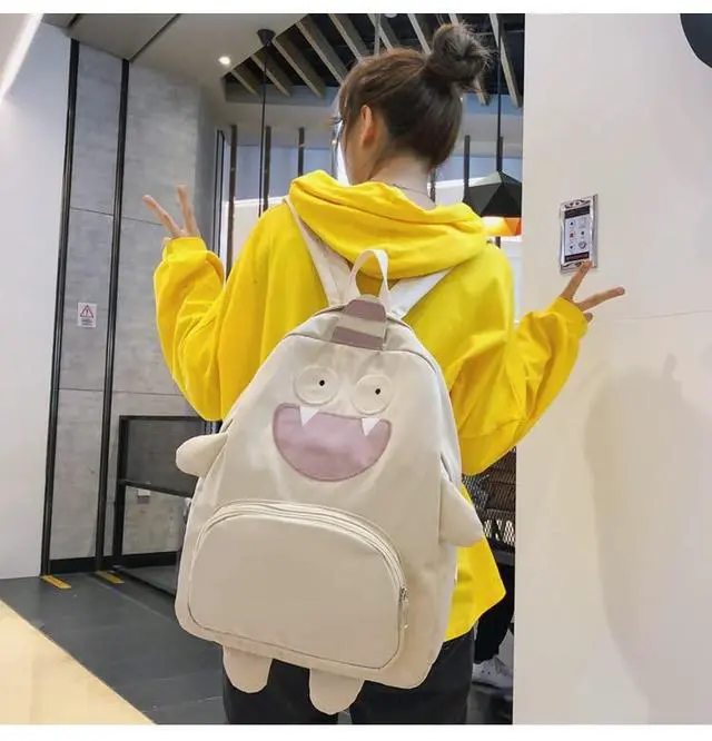 Alt view image 3 of 5 - KOWVOWZ Kawaii Frog Large Novelty Backpack Girl Boy Teen Cute Fuuny Panda Animal High School Backpack Laptop Waterproof Bookbag (White)