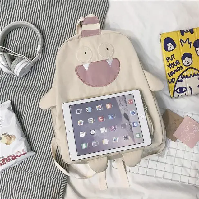 Alt view image 4 of 5 - KOWVOWZ Kawaii Frog Large Novelty Backpack Girl Boy Teen Cute Fuuny Panda Animal High School Backpack Laptop Waterproof Bookbag (White)