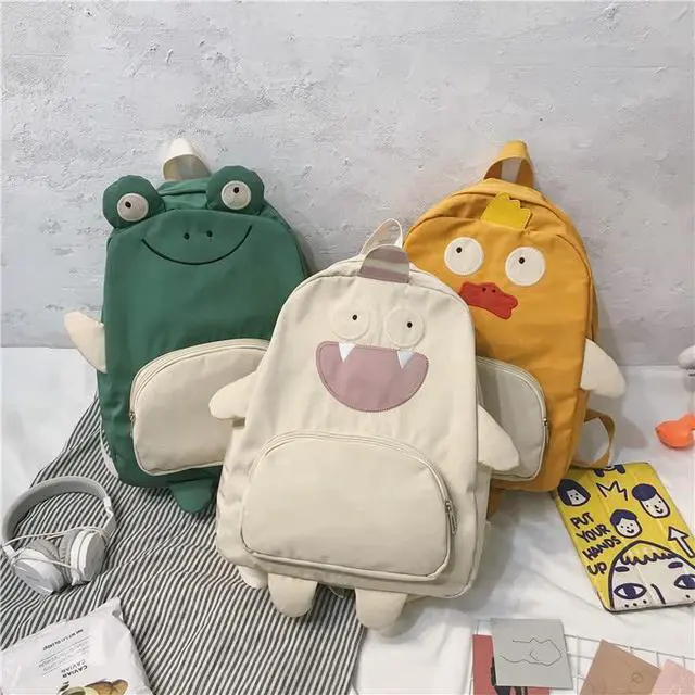 Alt view image 2 of 5 - KOWVOWZ Kawaii Frog Large Novelty Backpack Girl Boy Teen Cute Fuuny Panda Animal High School Backpack Laptop Waterproof Bookbag (Frog)