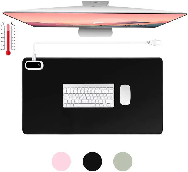 Main image of Konohan Heated Large Desk Mat PU Leather Warm Mouse Pad with 5 Heating Level & 4 Hour Auto Shut-Off Heating Keyboard Pad Warmer Gaming Mouse Pad for Office Home (Black Color,23.6"x 14.2")
