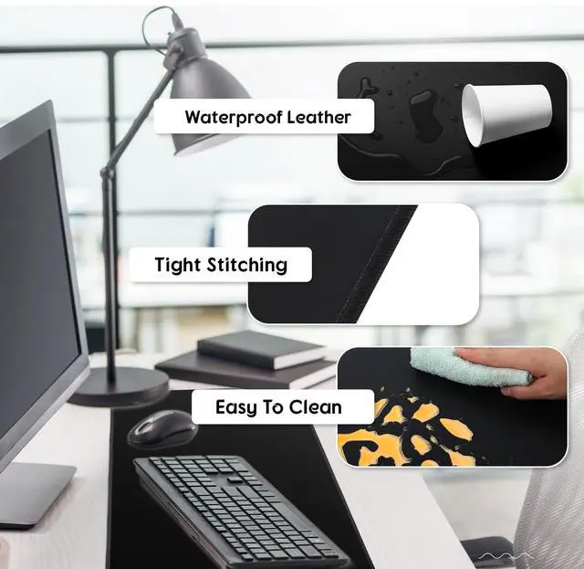 Alt view image 4 of 5 - Konohan Heated Large Desk Mat PU Leather Warm Mouse Pad with 5 Heating Level & 4 Hour Auto Shut-Off Heating Keyboard Pad Warmer Gaming Mouse Pad for Office Home (Black Color,23.6"x 14.2")