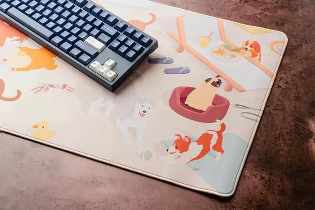 Alt view image 4 of 5 - KFA Good Boys Beach Day, Doggie Deskmat Large, 35" x 15", Cute Dog Keyboard Mouse Pad Desk Pad Desk Blotter for Gaming, Office or Home