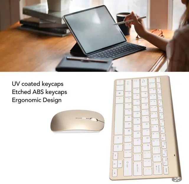Alt view image 3 of 5 - Hilitand Keyboard Combo, 2.4G 78 Keys Slim Keyboard and Set,USB Ergonomics Mute Computer Keyboard Mouse,for Home Office Game (Luxury Golden)