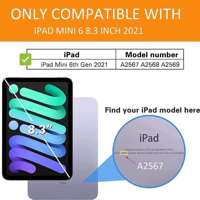 Alt view image 2 of 5 - for iPad mini 7 A17 Pro 2024/iPad Mini 6 2021 8.3 Inch iPad mini 7th/6th Gen Case Cute Kids, Cover for iPad mini 8.3" 7th Gen A2995/A2996/A2993/6th Gen A2567 A2568 A2569 Kids Girls(Purple)