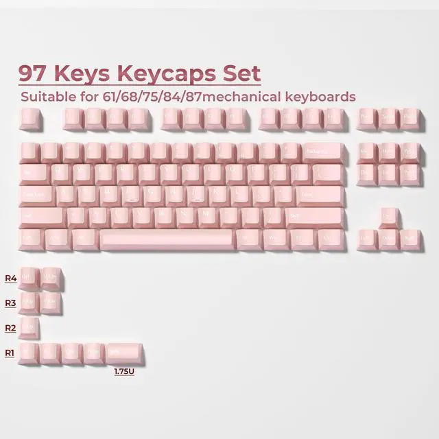 Alt view image 5 of 5 - HITIME x XVX PBT Keycaps 75 60 Percent, Pink Custom Keyboard Keycaps, Cherry Profile Key caps Set 97 Keys for Cherry Gateron MX Switche Keyboard