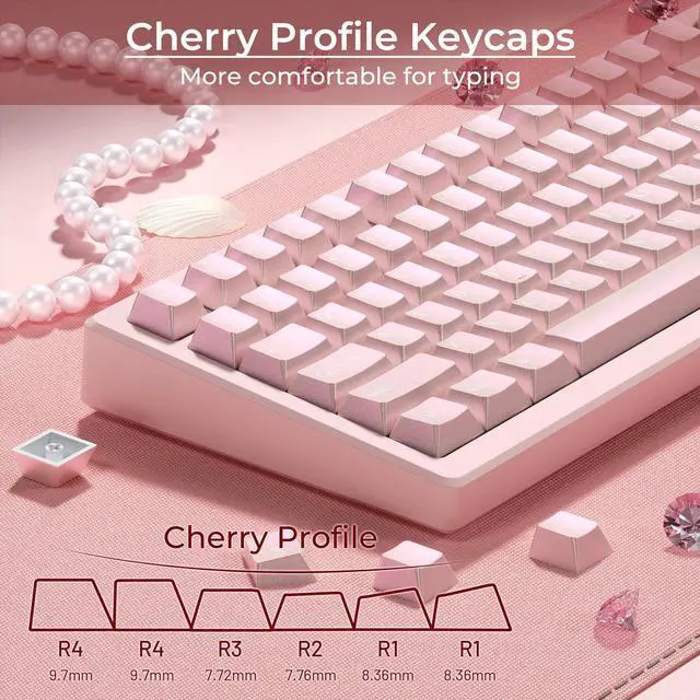 Alt view image 4 of 5 - HITIME x XVX PBT Keycaps 75 60 Percent, Pink Custom Keyboard Keycaps, Cherry Profile Key caps Set 97 Keys for Cherry Gateron MX Switche Keyboard