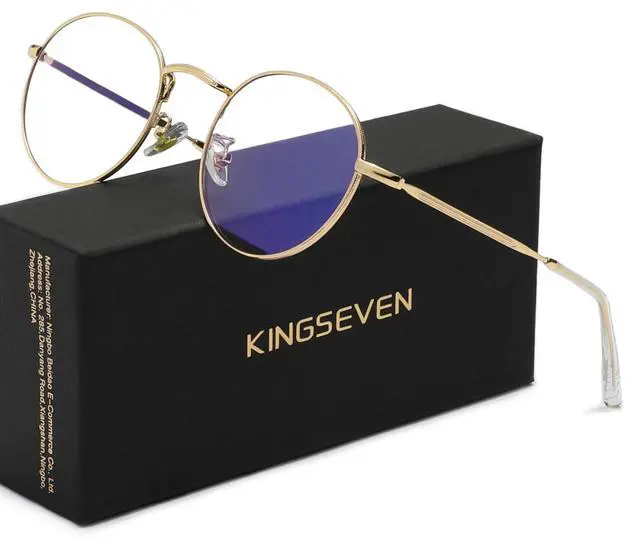 Alt view image 2 of 5 - KINGSEVEN Blue Light Blocking Glasses Ultra-Light Frame Anti-Eye Fatigue UV Glasses For Women And Men (ML4526-Gold)