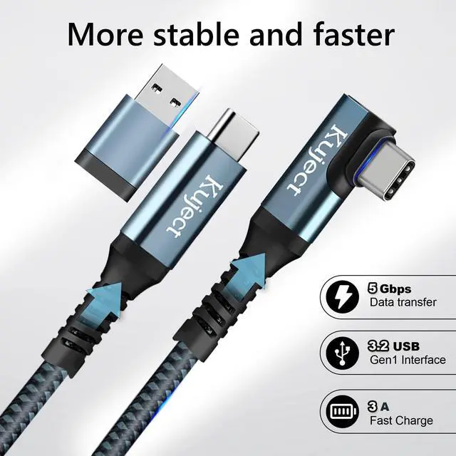 Alt view image 3 of 5 - Kuject Link Cable 20FT Compatible for Quest 3S/3, Quest 2/Pro, Pico 4, Nylon Braided Accessories for Rift S/Steam VR Games, USB 3.0 Type C to C High Speed Data Transfer Charging Cord for Gaming PC