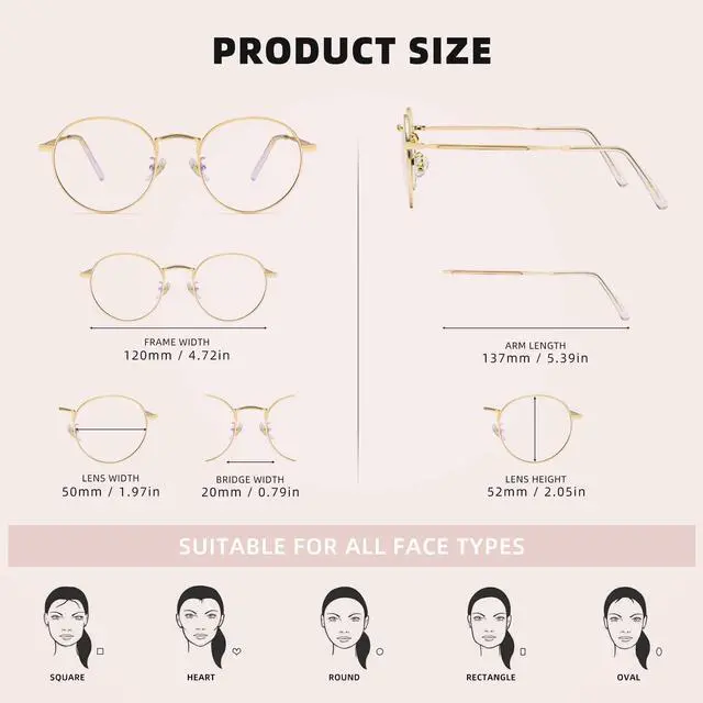 Alt view image 4 of 5 - KINGSEVEN Blue Light Blocking Glasses Ultra-Light Frame Anti-Eye Fatigue UV Glasses For Women And Men (ML4526-Gold)