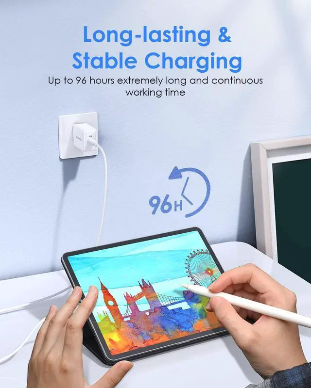 Alt view image 4 of 5 - LENTION 18W USB C Wall Charger Fast Charging Type C Charger Block PD Power Adapter for iPhone 11/12/13/14/Pro Max, XS/XR/X, iPad Pro, AirPods Pro, and More (White)