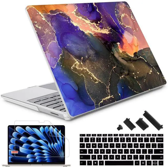 Main image of May Chen Compatible with Microsoft Surface Laptop Go 3/2/1, 12.4 Inch Model 1943/2013 (2023/2022/2020 Release), Plastic Hard Shell Case with Screen Protector + Keyboard Cover, Dream Fluid Art