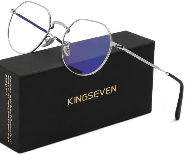 Alt view image 2 of 5 - KINGSEVEN Blue Light Blocking Glasses Men Women Computer Gaming Glasses Lightweight Frame Anti-Eyes Fatigue (ML4527-Silver)